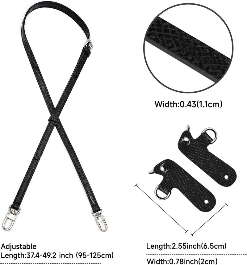 KOMHPS Purse Straps Replacement, Leather Handbag Crossbody Shoulder Strap Kit Adjustable for Mini Longcamp Tote Bag Women - Image 3